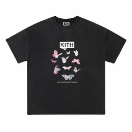 2024 SS KITH TシャツメンズデザイナーTシャツドーナツバタフライレタープリントファッションTシャツグラフィックティーメンズ女性ユニセックスストリートウェア100％コットン