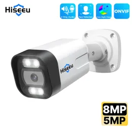 Kameror Hiseeu Poe 5MP 8MP 4K IP -kamera Färg Natt Vision Face Detektion Vattentät H.265 Videosäkerhetsövervakning CCTV -kameror