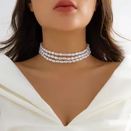 Choker Ailodo Multilayer Imitation Baroque Pearl Chain Necklace For Women Elegant Party Wedding Fashion Jewelry Girls Gift