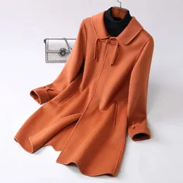 Chinoiserie 501M561 Double-Sided Cashmere Women's Wool Blends Medium Long Autumn And Winter Woolen Coat Straight Tube en