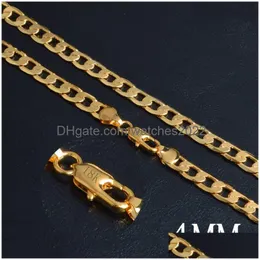 Catene da 4 mm 18k oro collane piatta placcate per donne Accessori per gioielli alla moda Regalo con francobollo da 20 pollici gioielli drop consegna dhnzi