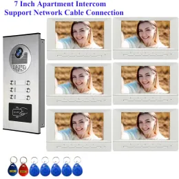 Intercom Multifamily Building 7 "اتصال كابل الشبكة فيديو الاتصالات الداخلية للفيديو منزلي Doorphone Door Camera Camera Security System