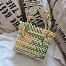 Storage Bags Plastic Hand-woven Vegetable Basket Bag Hand Carry Children's Cute Mini Beach Holiday Fresh Hundred