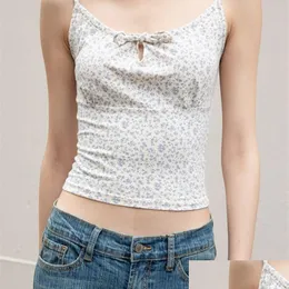 Women'S Tanks & Camis Puwd Slim Girls Sweet Floral Summer Fashion Ladies Vintage Boho Short Tops Party Women Chic Cute 220325 Drop Del Dhkx9