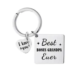 Edelstahl Custom Dad Mama Opa Sohn Square Keychain Blanks Großhandel Laserdruck Metall Gravierbares Schlüsselhalter mentale Schlüsselkette