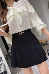 Skirts DABUWAWA Tienda Vestidos Elegantes Para Mujeres Mini Skirt Pleated Empire Womans Clothing Preppy Style A-Line Y2K DA1ASK011