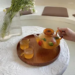 Canecas de vidro com bule de chá de vidro resistente ao calor Pote de frutas da tarde conjunto de chá de água fria simples jarro de água fria
