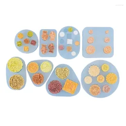 Baking Moulds 8 Pack Silicone Mooncake Molds Multi-Shapes Dessert Mold Bean Pastes Cake Mould Tool Material For