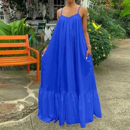 2020 Celmia Summer Dress Women Sexig Short Sleeve Ruffled Maxi Long Casual Loose Polid Poled Beach Vestido Robe Plus Size X0629 1 Bism