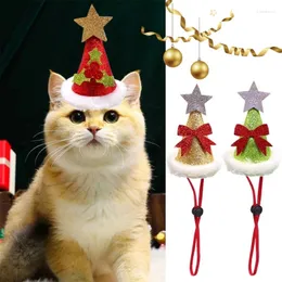 Hundkläder Festlig husdjur Santa Hat och hårnål Ställ in din lurviga vän! Jul Po Props for Dogs Cats Headpiece
