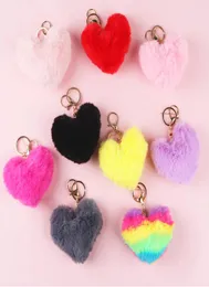 Modeliebe Plüsch Anhänger Herzschlüsselkette Schlüsselbund niedliche gefüllte Plüschauto -Accessoires Bag Imitation Rex Rabbit Hair Ball Spielzeug Geschenk 4615268