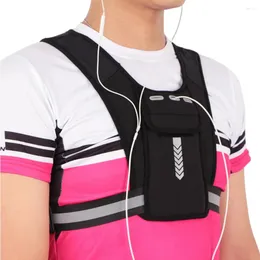 Utomhuspåsar som kör ryggsäck Reflekterande Vest -paket Multifunktionellt sporttelefon Chest Pack Lightweight för cykelklättring