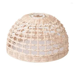 Decorative Plates Rattans-Woven Lampshade Hand-made Hanging Pendant Light Cover Natural Material Lamp Shade Home Decorations Accessories