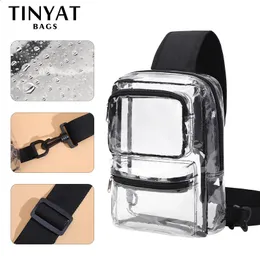 Tinyat Clear PVC Bag Bag stest Chest Sling Crossbody Facs for Women Trend for Summer Vacation Beach Swimming 240403