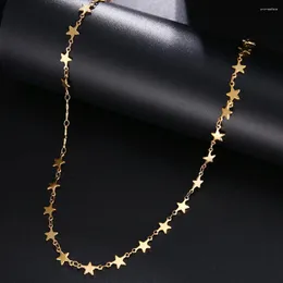 Kedjor Cacana rostfritt stålkedja halsband för man kvinnor guld silver färg pendell pentagram donot fade smycken n1926