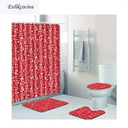 Maty do kąpieli 4PCS Białe kropki Czerwone Banyo Paspas łazienka dywanowa mata toaletowa non slip tapis Salle de Bain Alfombra bano