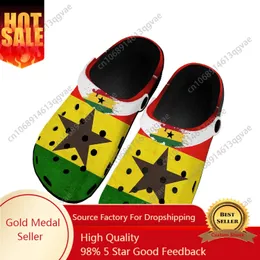 Ghanesiska flagga hemtrockar Anpassade vattenskor Mens Tonåring Ghana Shoe Garden CLOG BEACHABLE BEACH HOLE TITLIPERS 240403