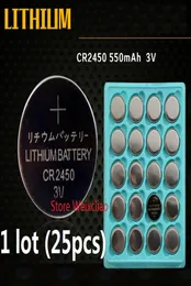 25PCS 1ロットCR2450 3VリチウムリチウムボタンセルバッテリーCR 2450 3ボルトライオンコインバッテリートレイパッケージ6277928