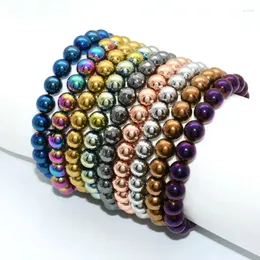 Gioielli di alta qualità vari colori placcati da 8 mm ematite rotonde in perline elastico bracciale per uomini e donne