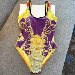 Impressão vintage One Piece Bikini Swimsuit para mulheres Designer Sexy Bodysuit de roupa de banho de roupa de banho de traje de banho de praia Hot Springs Hot Springs Toits de banho