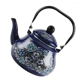 Mugs Blue Peacock Kettle Vintage Enamel Kettles Kitchen High Capacity Home Decor Teapot For Stovetop Accents