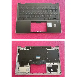 Kort Nytt original Palmrest för HP Pavilion X360 14DW Series Top i överkanten med bakgrundsbelyst tangentbord svart