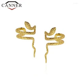 Серьги Серьги Canner Gold Silver Color Real 925 Sterling War Mounts for Women Snake Warcuff Clip на серьгах без пирсинговых украшений