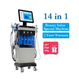 14 in 1 hydroacial skin face 뷰이 뷰티 장비 총 피부 회춘 얼굴 깊은 깨끗한 스파 시스템을위한 Hydra Facial Hydermabrasion Machine RF 산소 제트