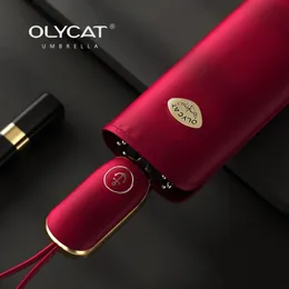 Olycat Flat automatischer Regenschirm für Frauen Sommerfalte UV Parasol Regenschirm für Mädchen Windproof Sonnenschatten Regenschirme Luxus im Freien 240329