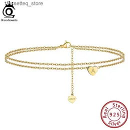 Anklets ORSA JEWELS 2021 Letter Initial Heart Anklet 925 Silver Women Girl Ankle Summer Foot Chain Jewelry Gifts SA18 L46