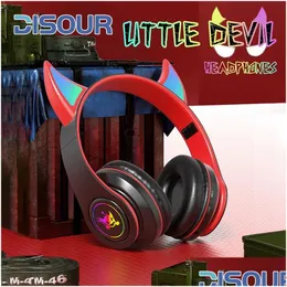 Headphones & Earphones Devil Wireless Headphone With Mic For Kids Child Cute Stereo Bass Music Fm Bluetooth Headset Gamer Support Tf Dhaj8