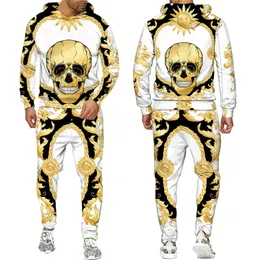 Herrhoodie Pants Suit Leopard Golden Mönster Sportkläder Set 3D Print Women Fashion Tracksuit Jogging Clothes For Men Clothing001