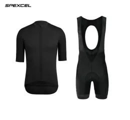 Sets SPEXCEL PRO TEAM AERO Cycling jersey And Bib shorts for Race cut Italy miti fabric jersey Top quality bib set for long time ride