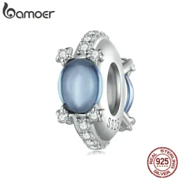 Bangle Bamoer 925 Серебряный серебряный серебряный серебряный силиконовый шарм силиконовый шарм для женщин 3 мм браслет браслет DIY