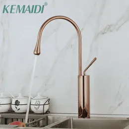 الحمام الحمام الحنفيات Kemai Rose Golden Kitchen Faucet على شكل دمعة على شكل رذاذ من النحاس النحاس الصلب خلاط الخلاط الصنبور الصنبور أعلى