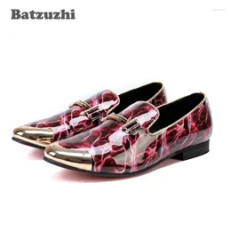 Casual Shoes Bayzuzhi Men Loafers Gold Metal Cap Leather Dress Flats slip-on Party Zapatos Hombre US12