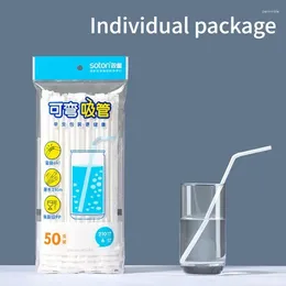 일회용 컵 빨대 50pcs 개별 포장 출산 용지 아기 어린이 독립 팔꿈치 플라스틱