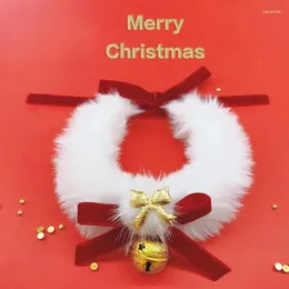 Dog Apparel Collar Cat Christmas Christmas Bow Bells Year Hollar Handmade Decorations Bib para