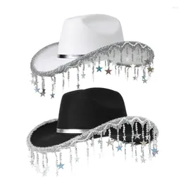 Berets für Erwachsene Cowboyhüte mit Pailletten Star Fringe Frau Western Cowgirl Model Show Performances Pography Hut