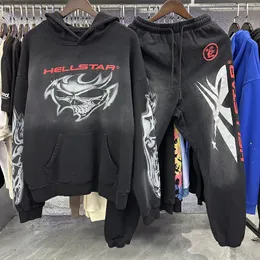 Hoodie Designer Mens Hellstar Luxury Retro Casual Wash Water Brand Graphic Tee Heavy Sweater Y2K 100% Cotton Clothes