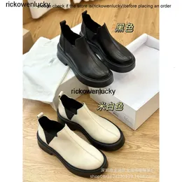 The Row Shoes Original Factory Channel ~ Row estilo minimalista e tornozelo botas nuas um pé usando couro de pele de carneiro genuíno