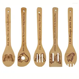 Cucchiai di cucina in legno farfalla set di 5 cucine decorazioni da cucina bambù