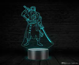 Roronoa Zoro 3D Illusion Night Light Touch 7 Zmiana kolorów One Piece LED LAMP Kids Toy Birthday prezent na Boże Narodzenie 9978425