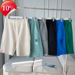 Wysokiej jakości letnie designerskie spodnie na plaży mężczyźni kobiety solidny kolor haftowe spodnie dresowe luźne pary spodnie pięciopunktowe sznurki sznurkowe
