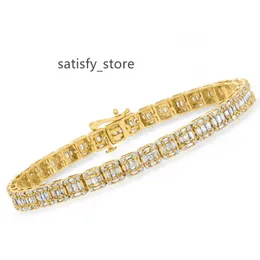 Custom 5 mm Breite 10k 14k festes Gold Baguette Cluster Moissanit Diamond Tennisarmband