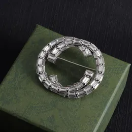 Роскошный дизайнер Crystal Brooch Silver Double Liket Round Brooch Женский мужской ювелирные украшения для костюма аксессуары аксессуары