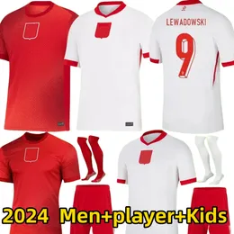 2024ポーランドサッカージャージLewandowski Euro Cup Polonia Zielinski Milik Zalewski Bednarek Szymanski Polish 24 25フットボールシャツPolen Uniform Men Kid Kit