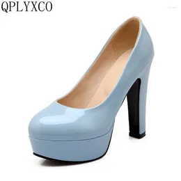 Dress Shoes QPLYXCO 2024 Fashion Candy Color Big Small Size 31-47 Patent Leather Women High Heel Sexy Lady Spring Pumps Shoes99-10