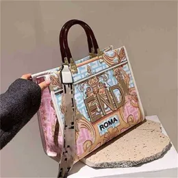 2024 Yeni Tasarımcı Kadın Crossbody Omuz Trend El Graffiti Renk Boyama Bag