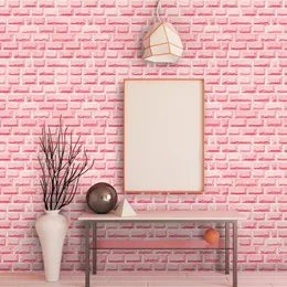 Wallpapers 3d Pink Brick Wallpaper Stickers Sweet Girls Room Bedroom Roll Self Adhesive PVC Wall Paper Background